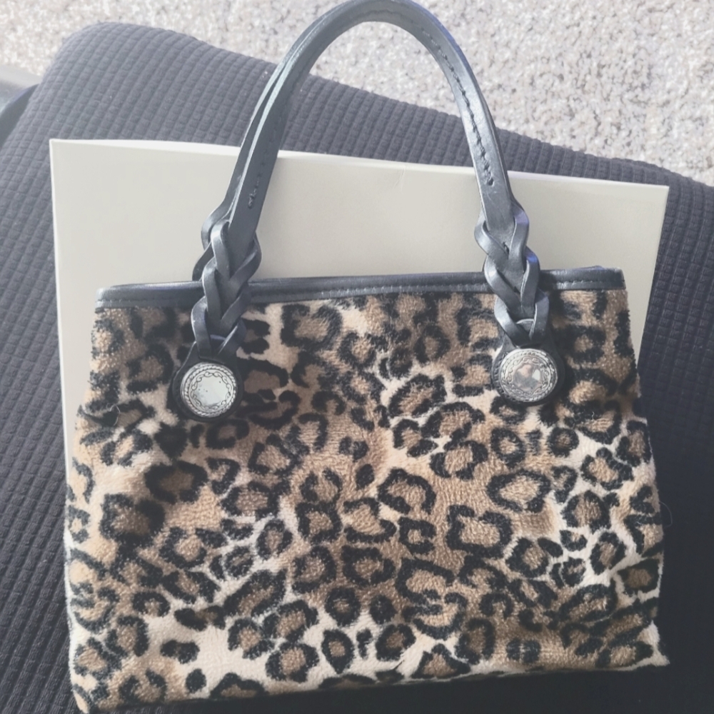 Brown and Black Leopard Print Hand Bag, Gently Used.